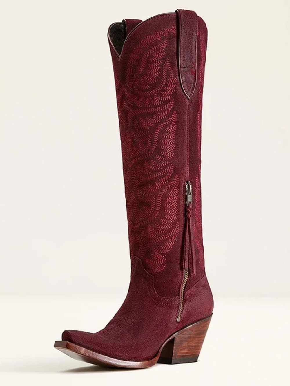 Ariat Red Maroon Suede Laramie X Toe Western Boot - Picture 3 of 8
